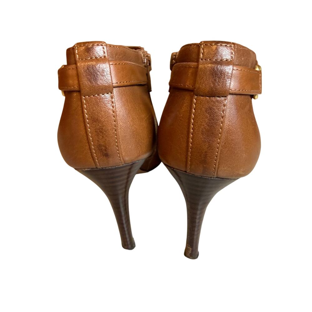Coach Salene Leather Ankle Boots Ginger Brown Stiletto Heel Gold Logo 6.5 - Picture 8 of 12